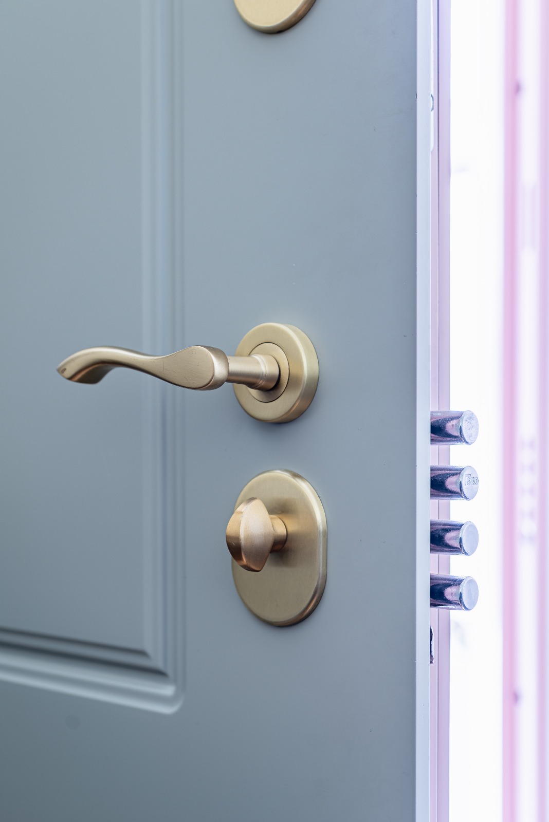 Brass lever handle craftsmanship close-up